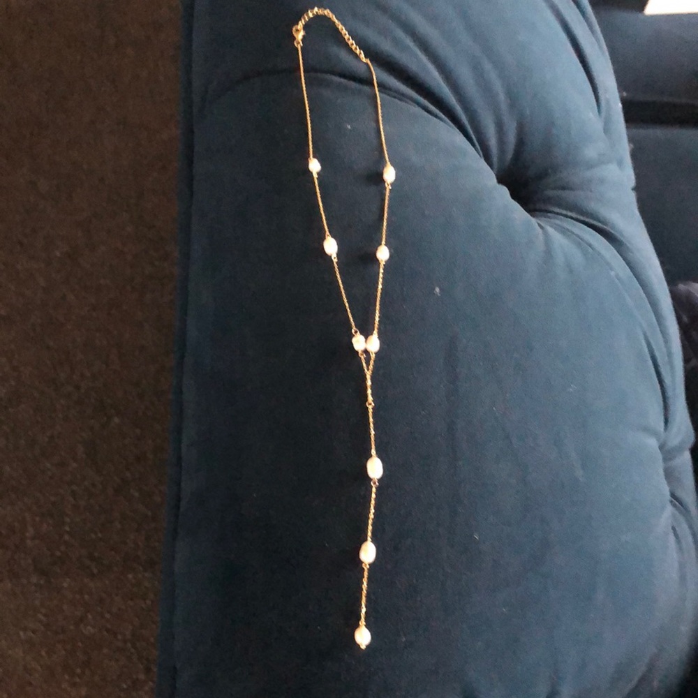 Fresh water pearl 14 k gold plated lariat necklace